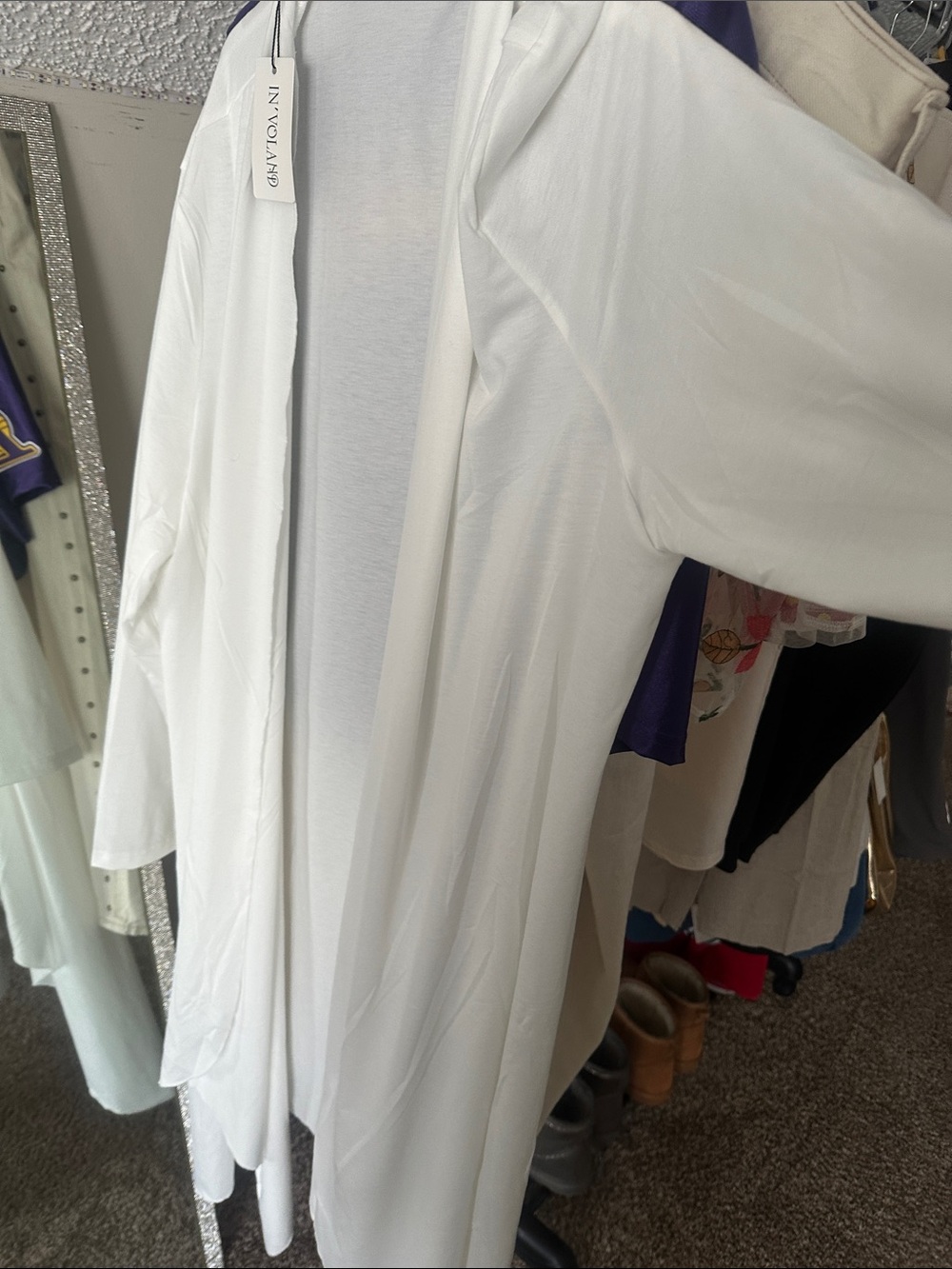 Chic White Open-Front Lightweight Duster